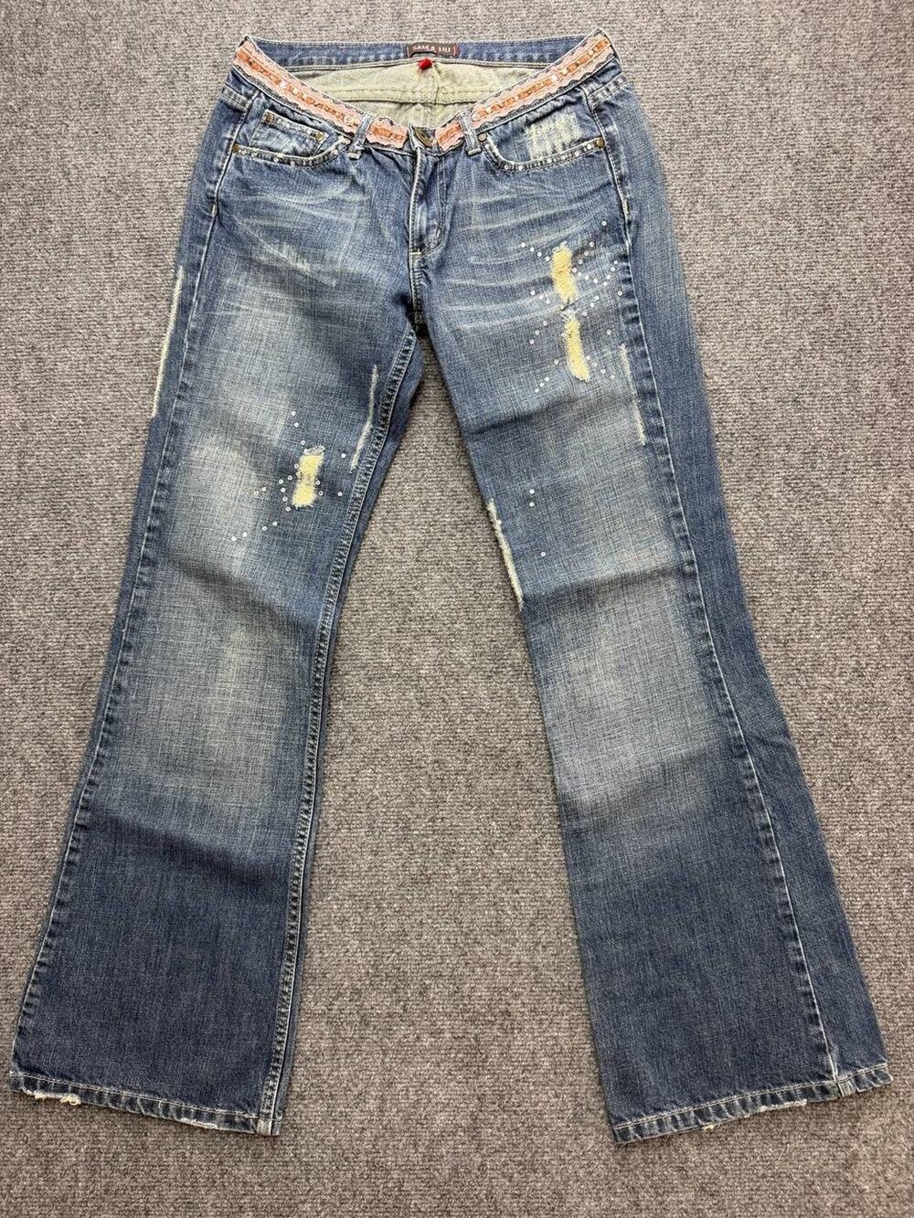 Vintage Y2K Sam & Lili Paris Women's Bootcut Jeans Size 40 Distressed Studded